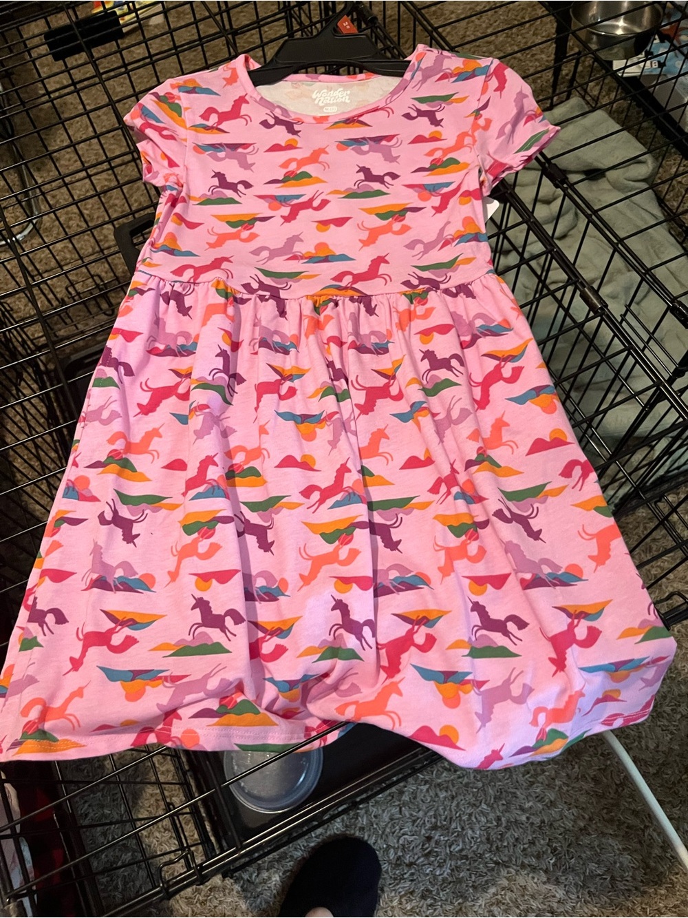 wonder nation Pink Unicorn & Rainbow Print Short Sleeve Dress